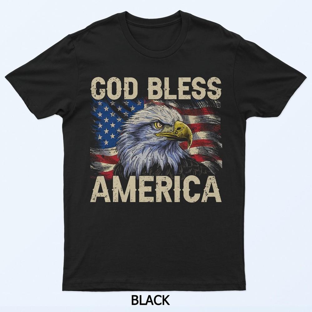 God Bless America Eagle USA Flag 4th of July Retro Patriotic T-Shirt