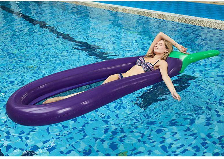 Large Purple Inflatable Eggplant Float with Net Lounger