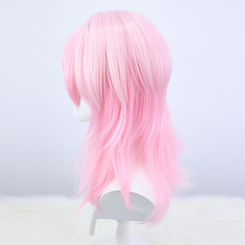 Anime Cosplay Wig, March 7th Pink Medium Layered High-Temperature Fiber Synthetic Hairpiece