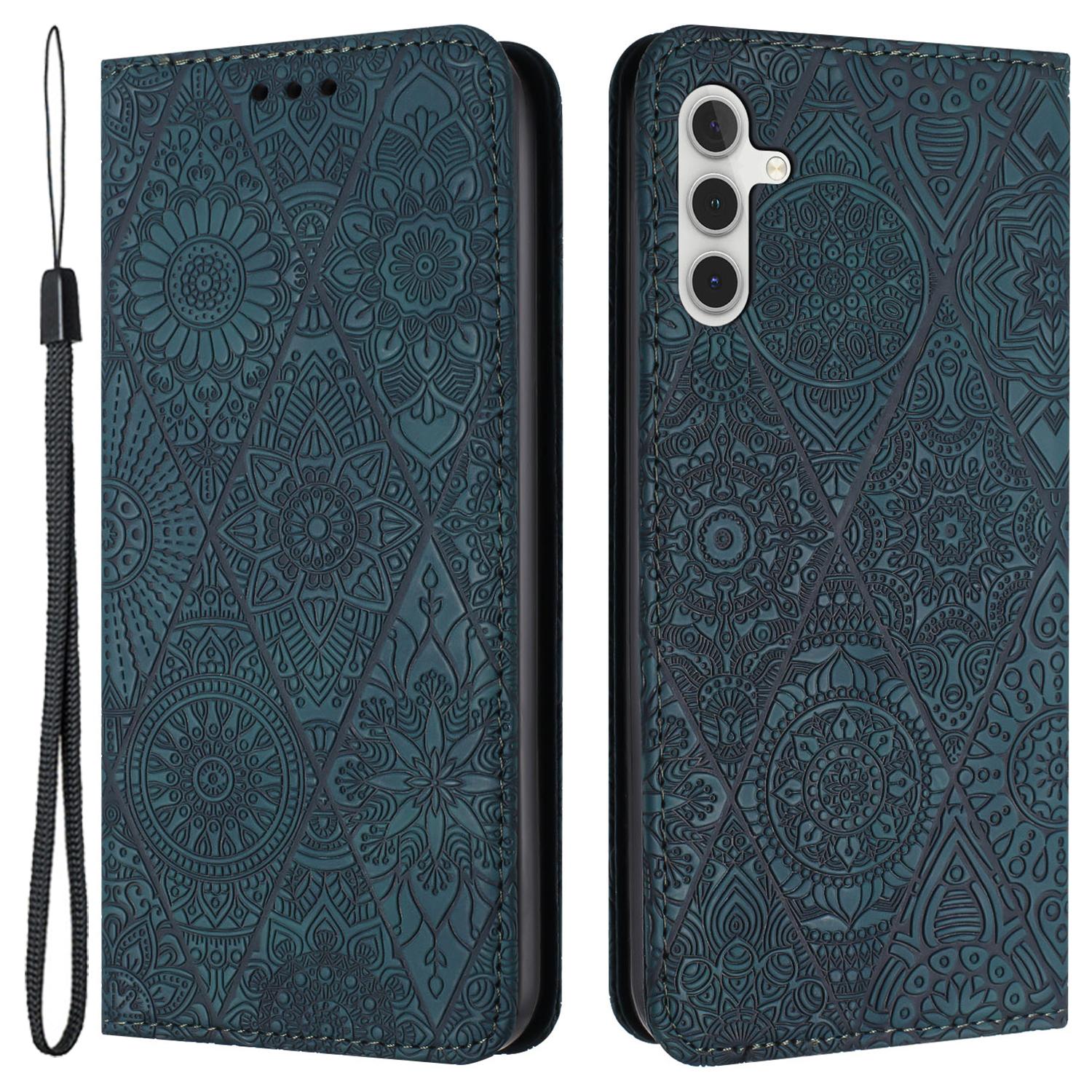 

Магнитный чехол для телефона Samsung Galaxy A35 5G с принтом, кошелек-обложка из ПУ кожи Blue