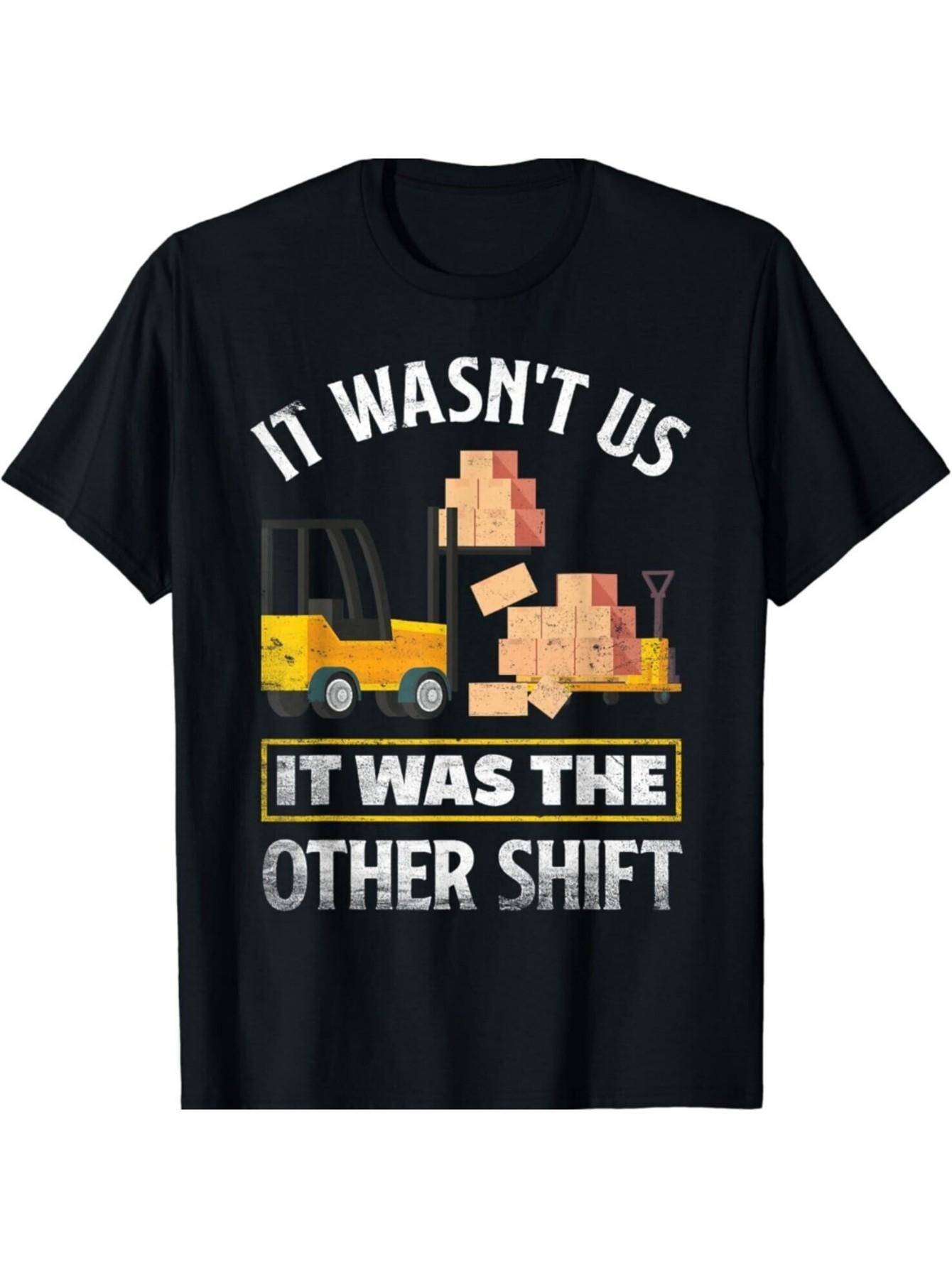 Funny Night Shift Worker T-Shirt for Men & Women - 100% Cotton It Wasn t Us, It Was the Other Shift Slogan with Night Shift Truck Graphic, Casual Lo S разноцветный