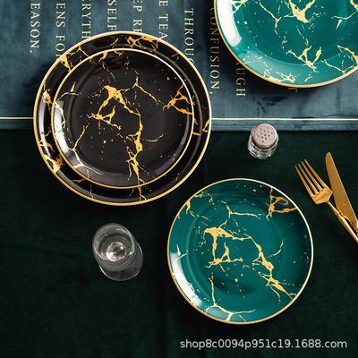 European-style Phnom Penh Tableware Marble Plate Western Food Plate Steak Plate Household Tableware Banquet Model Room
