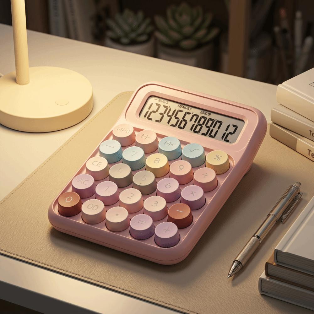 Large LCD Display Mechanical Key Calculator ABS Material Portable Calculator Home