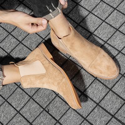 Yellow Chelsea Boots Men Pointed Comfortable Dress Boots Men Slip On Cheap Men's Suede Shoes Zapatos Hombre Casual224