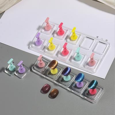 5/10 Grid Transparent Acrylic Nail Display Stand Multi-Purpose Mannequin Holder for Press On Nails No Magnet Training Base