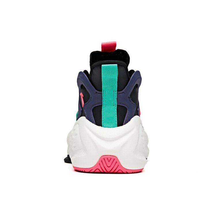 Anta Life Collection Synthetic Leather Cushioning Height Increasing Mid Top Sports Casual Shoes Women's Black Pink 122038081-4