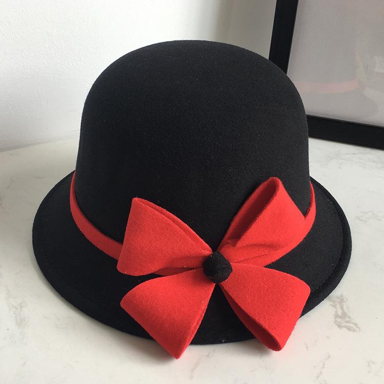Women's Hat Autumn and Winter Woolen Top Hat European, American and British Women's Dome Basin Hat Elegant Versatile Four-leaf Flower Bucket Hat