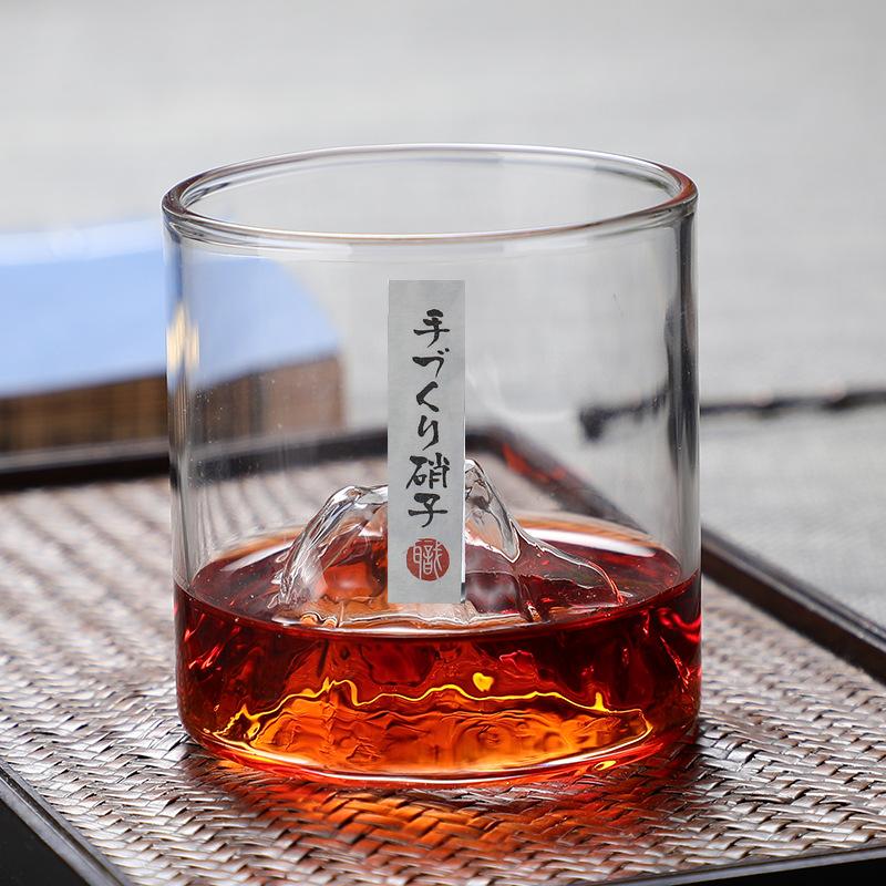 Japanese style whiskey glass tea cup mountain cup transparent heat-resistant glass tea cup red wine glass