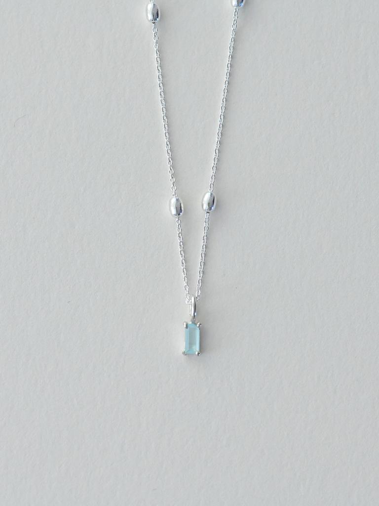 Lucore Silver 925 Sky Blue Baguette Silver Necklace