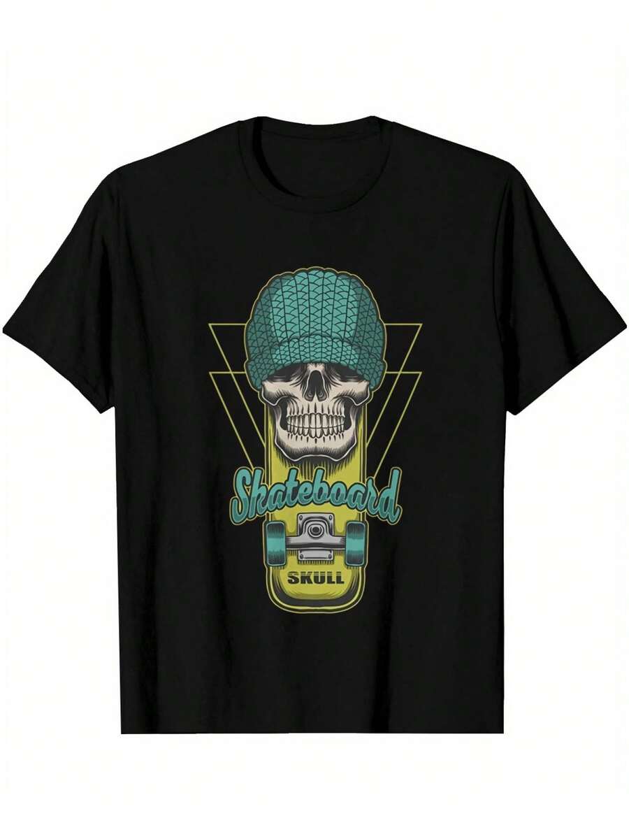 

SkateboaCHEN Skull Unisex T-Shirt, Outdoor Casual T-Shirt For SkateboaCHEN Enthusiasts, Soft And Comfortable Short Sleeved Top XXL