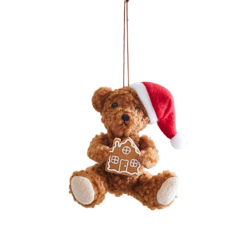 Christmas Plush Bear Ornament Cartoon Cute Desktop Decor Hotel Mall Hanging Decoration