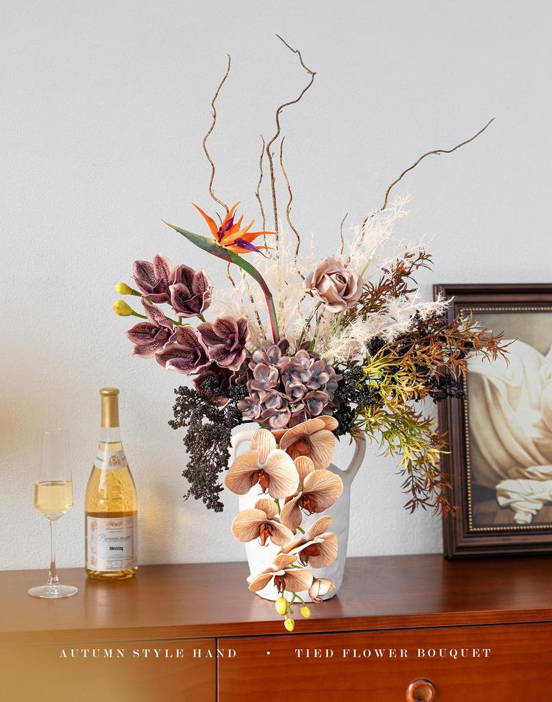 French Retro Handheld Artificial Flower Bouquet - Realistic Decorative Fake Floral Photography Props for Home Decor.