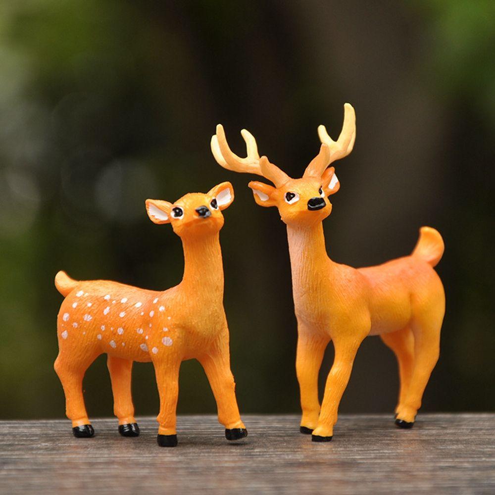 Simulated Creative Miniatures Individuality Home Decoration Sika Deer Figurines Forest Deer Elk