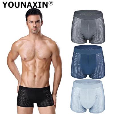 Men Underwear Ice Silk Large Size Breathable Boxer Shorts Underpants Mesh Undies Big Panties Knickers L 2XL 3XL 4XL 5XL