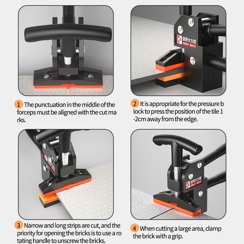 Robuste Fliesenknipser, Manuelles Fliesenbrechwerkzeug, Tragbarer Multifunktions-Fliesenritzer und Schneideassistent