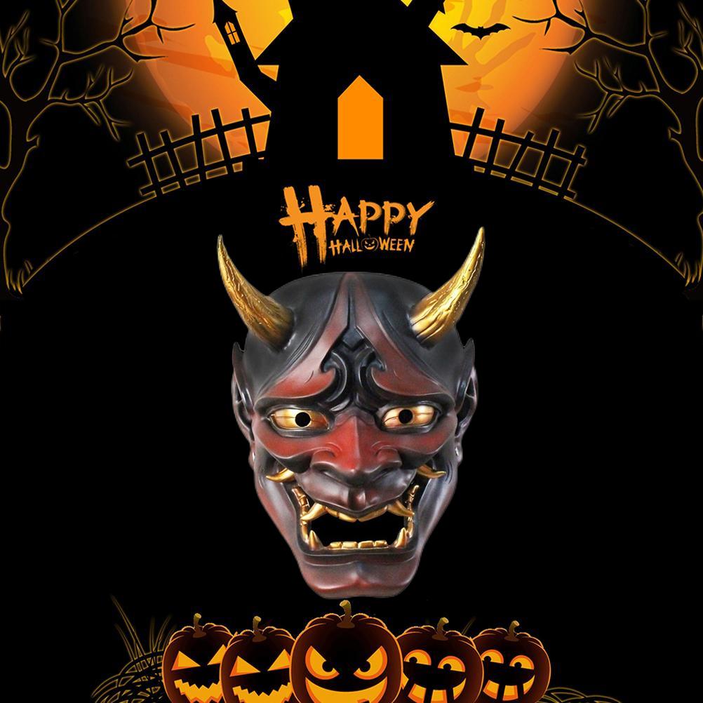 Halloween Cosplay Giapponese Maschera Viso Resina Maschera Viso Horror Maschera Viso Fantasma Demone Oggetti di Scena per Performance Teatrali Decorazione per Feste