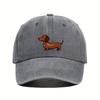 Dachshund Dog Print Washed Baseball Cap Unisex Cotton Adjustable Curved Brim Outdoor Hat