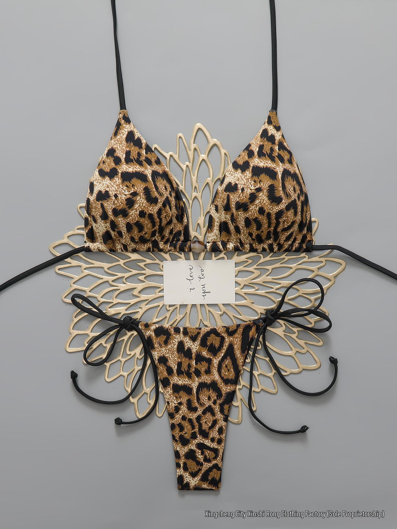 

Leopard Print Thong Bikini Swimsuit - Sexy & Stylish 2026 Small леопард друку кольору
