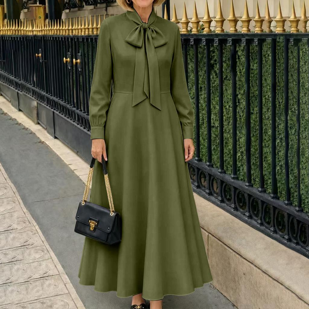 Women's Color Long Sleeve Dress for Elegant Everyday Wear