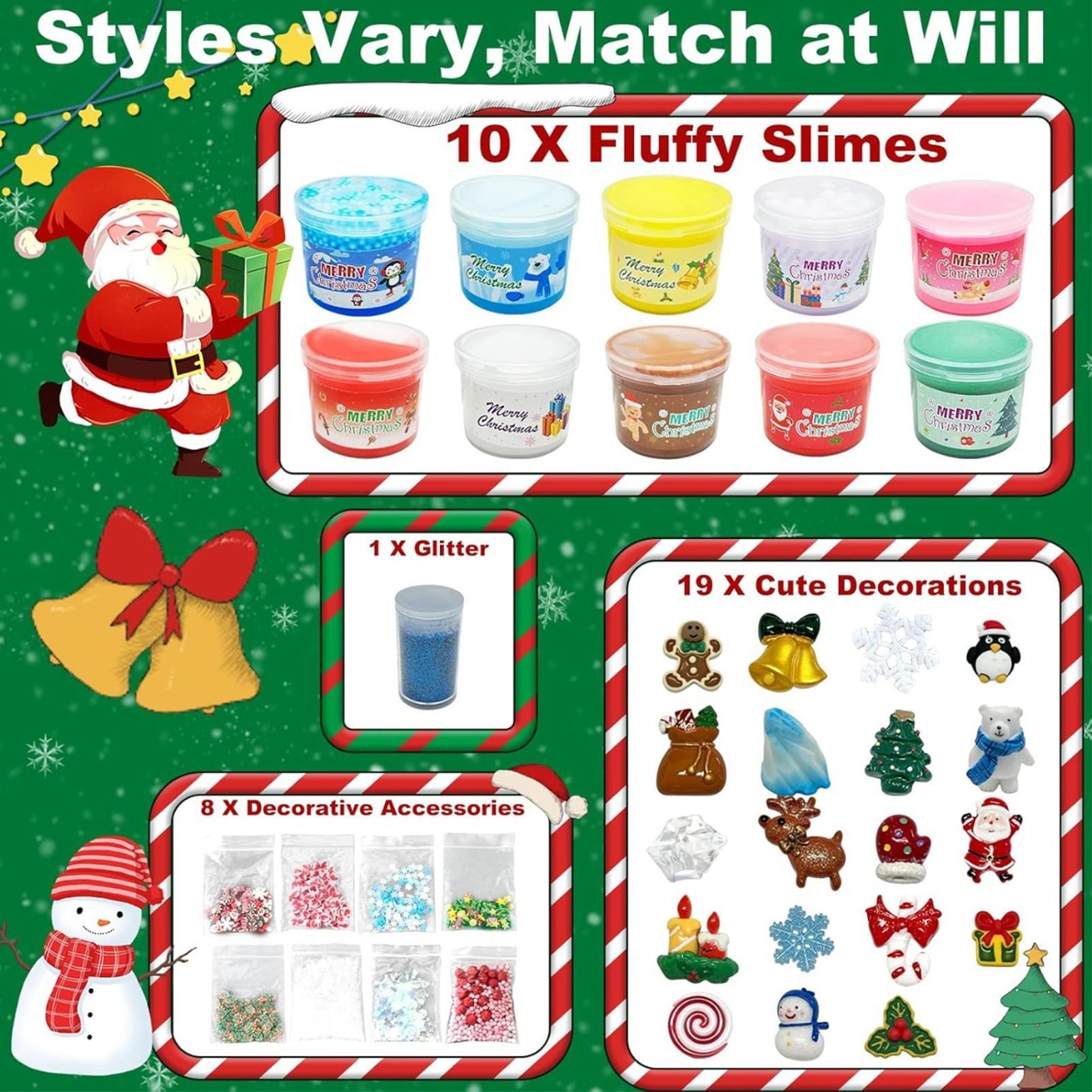 Рождественский Адвент-календарь 2025 Адвент-календарь со Слаймом 24 Дня Рождественский Календарь Обратного Отсчета Рождественские Адвент-Игрушки-Антистресс Single attribute