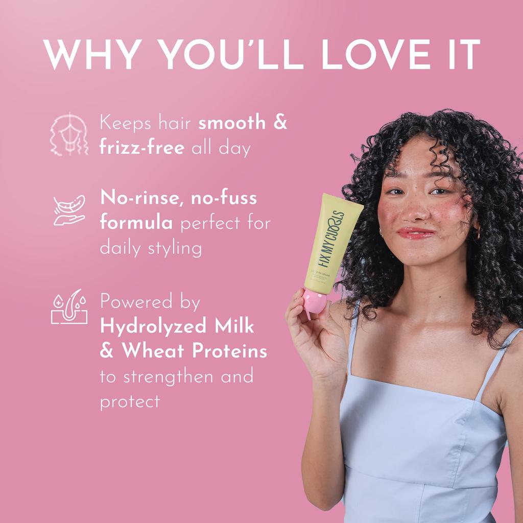 Fix My Curls Crema Leave-In | Con Olio Idratante di Jojoba, Olio di Nigella Sativa e Cheratina | Per Capelli Ricci, Mossi, Secchi e Crespi | Senza Siliconi, Cur