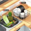 Telescopic Sink Drain Basket Stainless Steel Adjustable Kitchen Storage Organizer Space Saving Multi-functional Dishwashing Rack