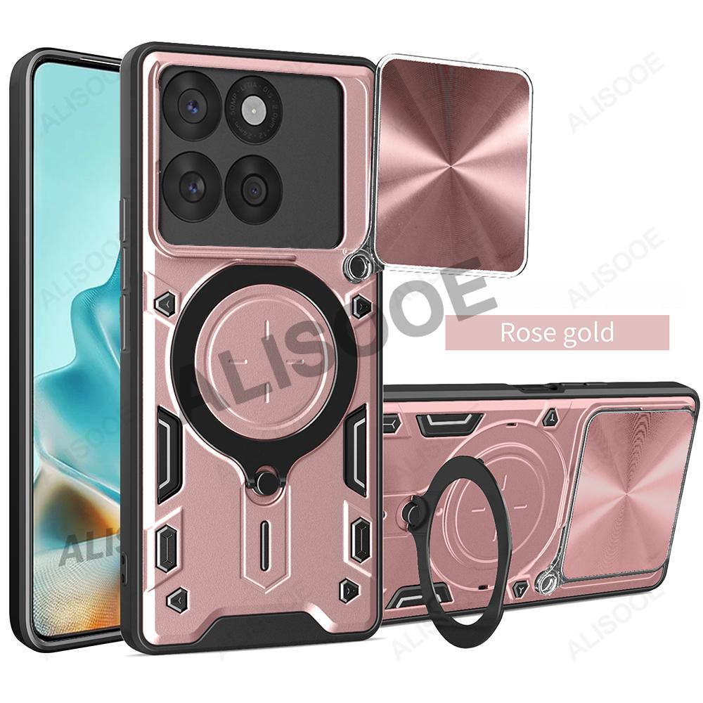 

Slide Camera Funda for Motorola Edge 60 Fusion Case Ring Stand Protection Back Cover for Moto Edge 60 Fusion Shockproof Capa Motorola Edge 60 Fusion рожевий колір золота