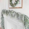 Snow Frosted Christmas Rattan Garland with Pine Needles and Money Leaves