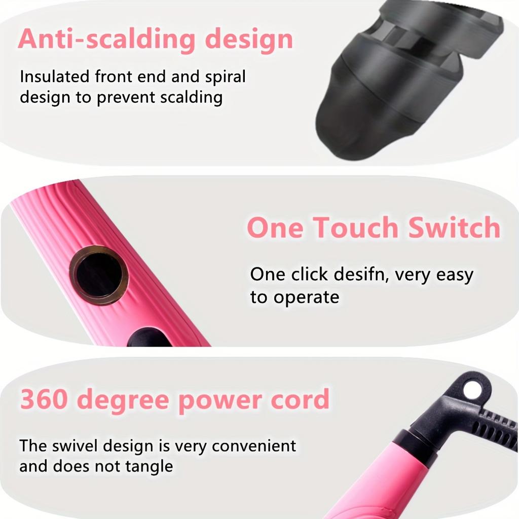 Professional Hair Curler ,  Spiral Curling Wand with Pink & Black Design, Perfect Holiday Gift for Women , Sleek Styling Tool, Durable Construction