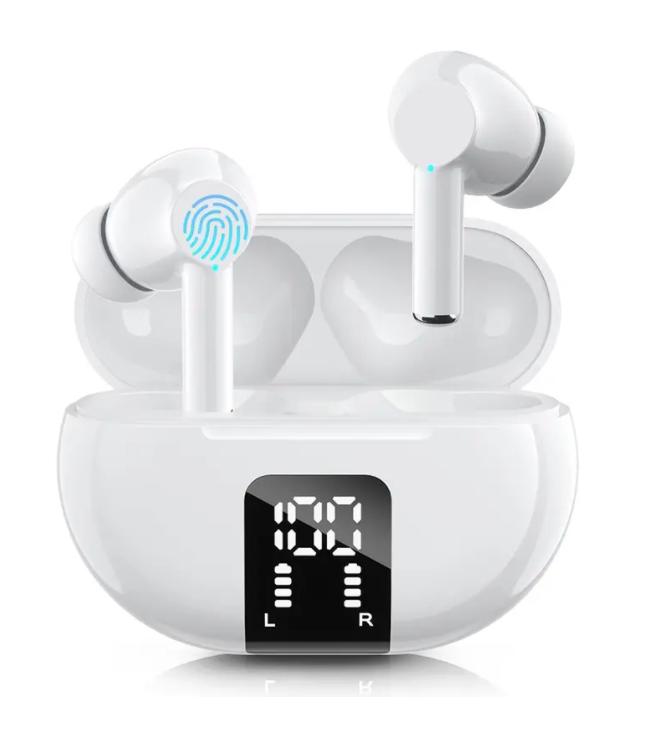 Wireless Earphone Bluetooth 5.3 Headphone 60H Playback LED Power Display Ear Buds Mic Noise Cancellation Stereo Sound Earphones