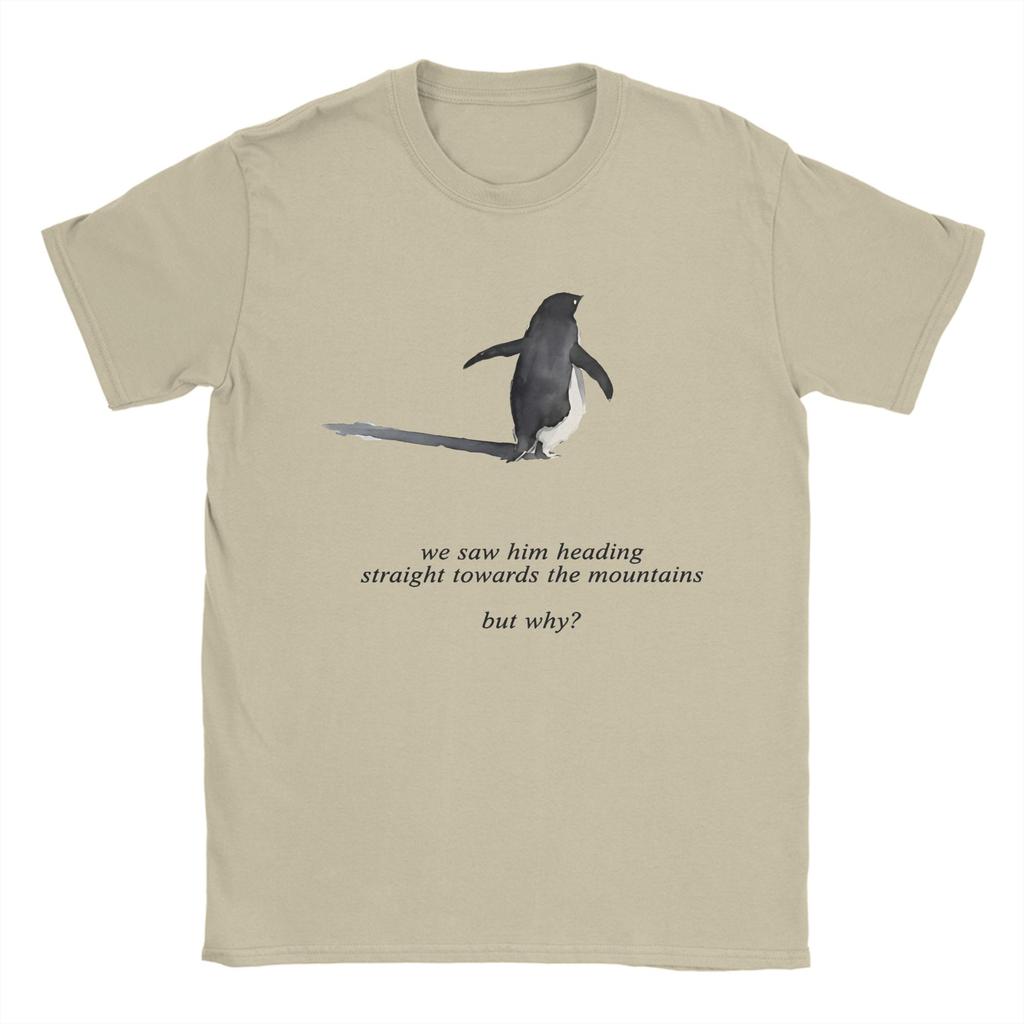 Streetwear T Shirt Summer Penguin Heading To Mountain Nihilist Penguin Tee T Shirts Cotton Tshirt for Unisex Y2K Funny Top Tees