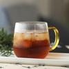 Japanese Single-layer Vertical Stripes with Handle Glass Water Cup Transparent Cold Resistant Milk Cup  Tea Tea Cups