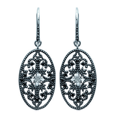 [L3738] - Ohrringe Silber 'Carmen' schwarz silbern (rhodiniert) - 34x12 mm