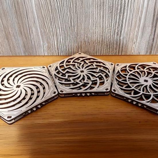 3Pcs Sophisticated Pentagon Coasters Set Heat-Resistant Smooth Edge Burr Free Handmade Wooden