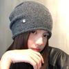 Japanese Gray Knitted Wool Hat Women's Atmosphere Confinement Hat Warm Versatile Pile Hat Cold Hat