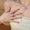 Super Divine Zircon Butterfly Patched Pearl Necklace - Sophisticated, Unconventional, Simple Long Tassel Chain Collar Necklace