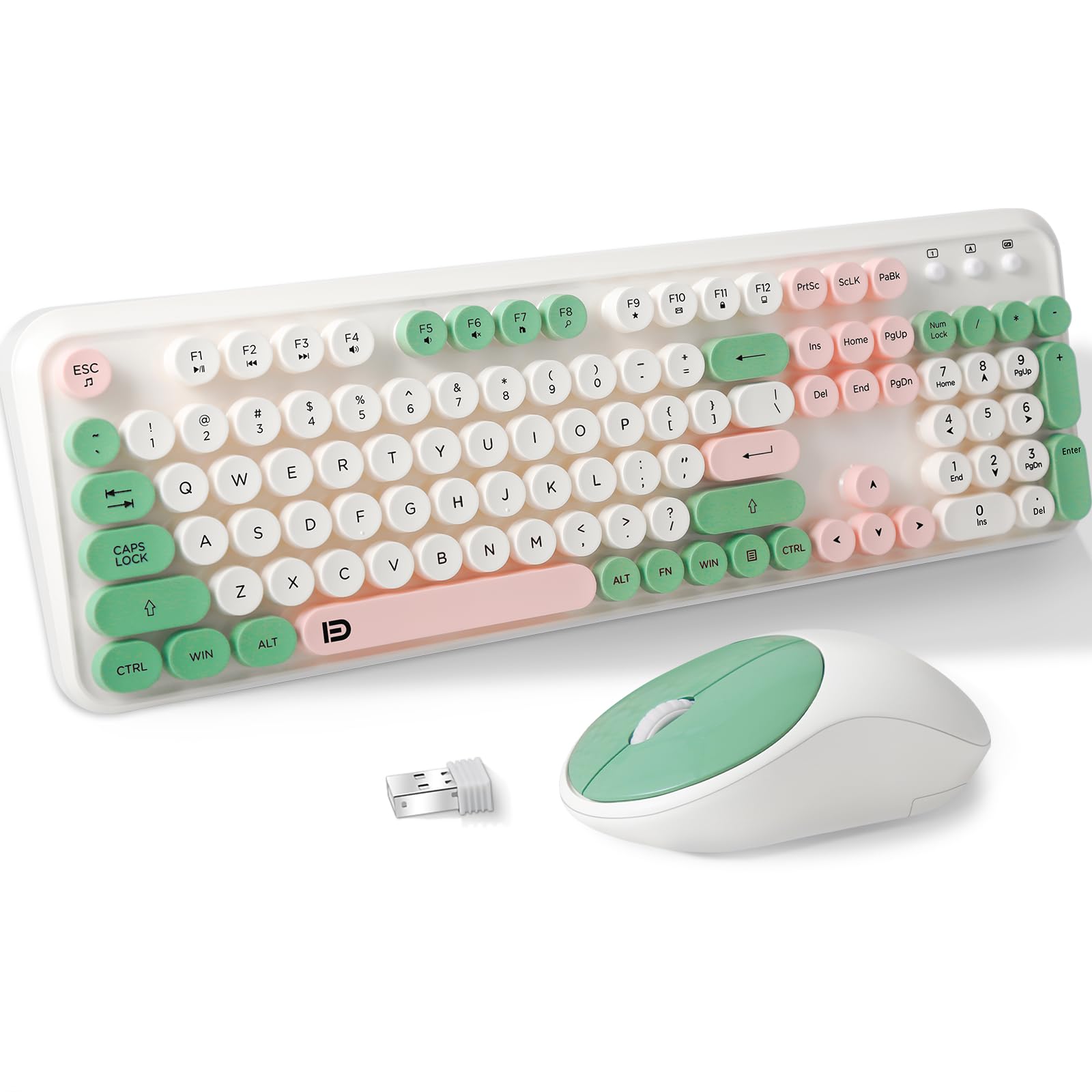

HUO JI Wireless Keyboard and Mouse Set, 2.4GHz, English Layout, Full-Size, Quiet, Slim, Ergonomic Mouse, Zero Latency, Fatigue-Free Membrane Keyboard