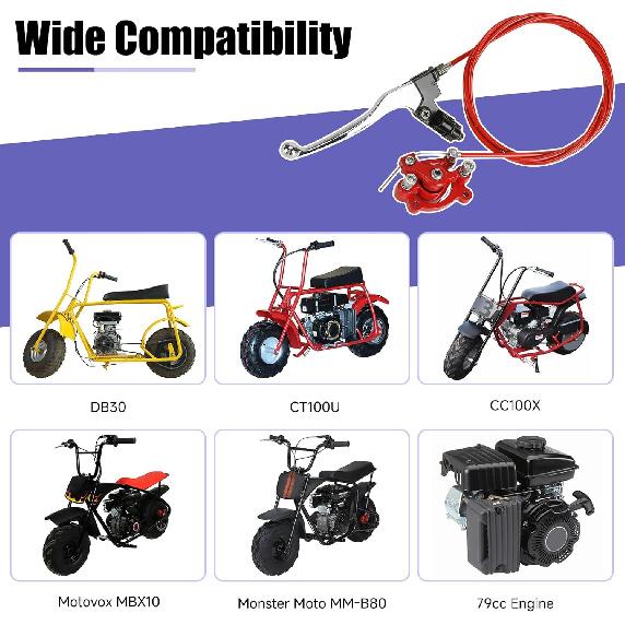 Mini Bike Brake Lever Kit + Mini Bike Brake Caliper Replacement For Coleman CT100U CC100X Baja DB30 Motovox MBX10 MBX11 MMB80 MMB105 79Cc 97Cc 100Cc