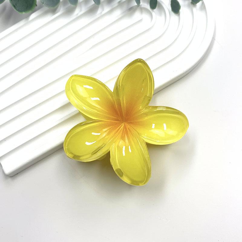 Retro Colorful Frangipani Flower Hair Claw Clip for Women