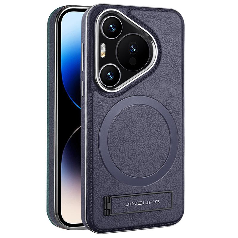 

Magnetic Charging Cowhide Leather Case For Huawei Pura 80 Pro Plus Pura 70 Ultra Mate 70 Mate60 50 40 Bracket Holder Phone Cover Huawei Pura 70 синий