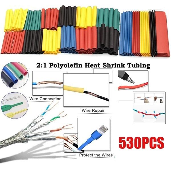 127/164/328/530Pcs Assortment Electronic 2:1 Wrap Wire Cable Insulated Polyolefin Heat Shrink Tube Ratio Tubing Insulation(No Box)