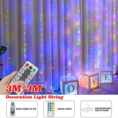 3*3M Christmas 300LED Waterfall Hanging Lights 8 Lighting Modes DIY Christmas Tree Lights String Home Curtain Decorative Lamp