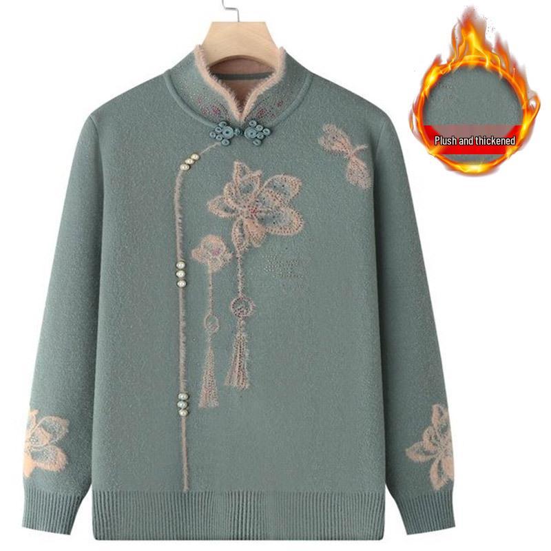 Damen Herbst/Winter Strickpullover - Gemütliche Samtgefütterte Strickjacke für Mütter