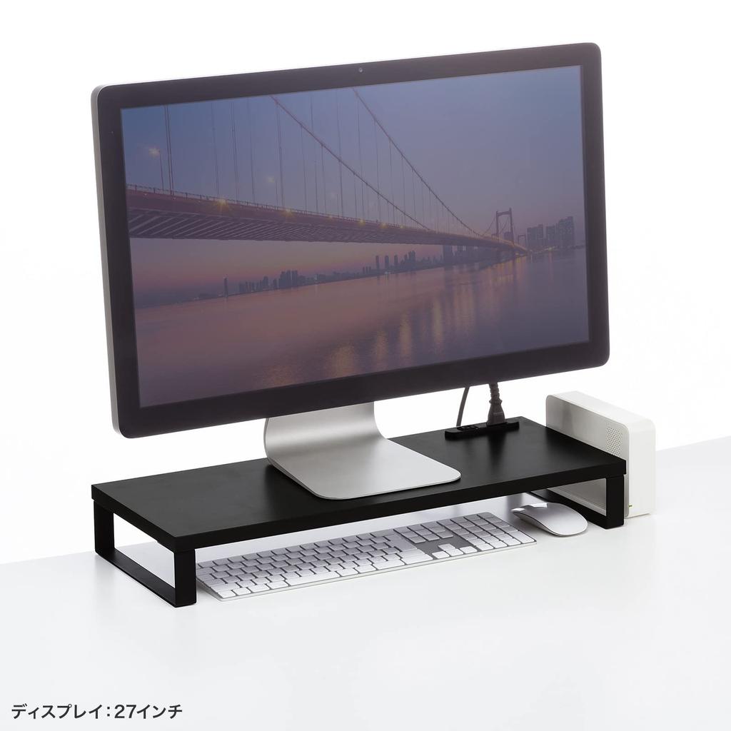 SANWA SUPPLY Monitor Stand with Outlet (W600, Black) MR-LC212BK
