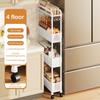 Mobile Shelf With Wheels Narrow Gap Trolley Multi-Layers Storage Rack Kitchen Bathroom 2/3/4 Tiers Storage Trolley Rolling Cart