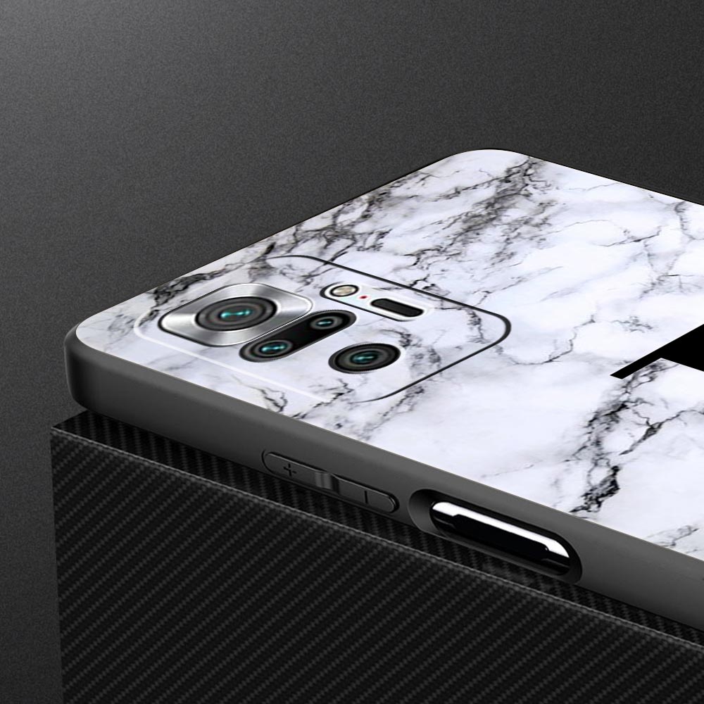 Letters Flower English Marble Phone Case For Xiaomi Redmi Note 14 13 5G 10 11 12 Pro Plus 4G 14C 13C 12C 10C Black Cover