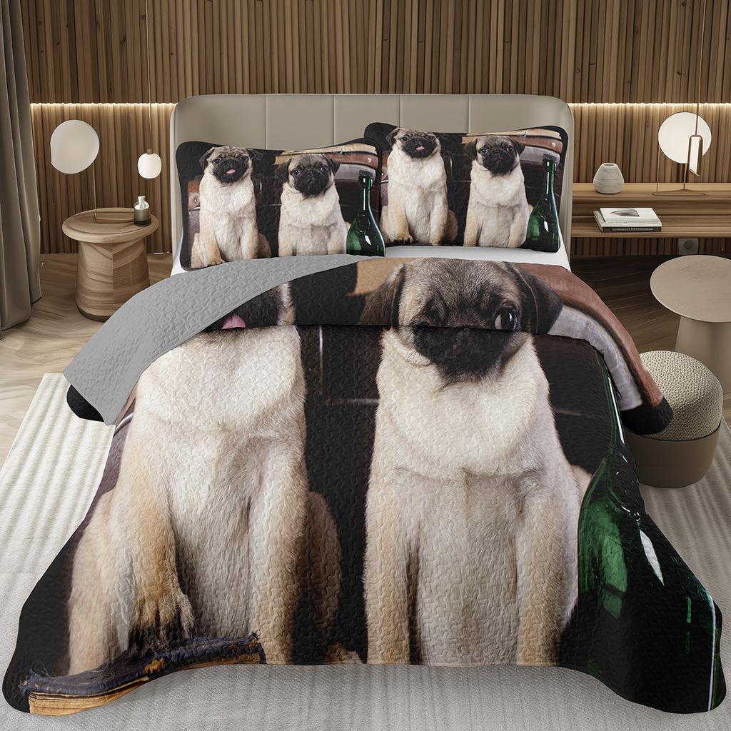 Copriletto Divertente per Cani Singolo Matrimoniale Kawaii Coperta Animale Cartone Animato Cani da Compagnia Set Biancheria da Letto Per Bambini e Bambine Copriletti Trapuntati Reversibili