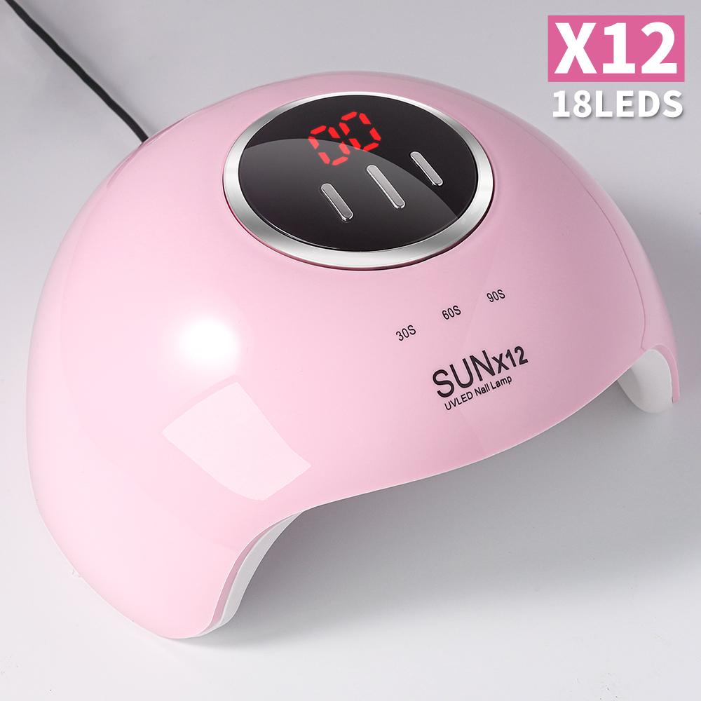 SUNX12 Professionelle Nageltrocknermaschine 18 LED UV-Lampe zum Aushärten aller trocknenden Nägel Gel-Politur USB Maniküre Salon Ausrüstung Werkzeuge