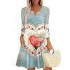 Damenkleid Locker V-Ausschnitt Dreiviertelarm Mit Taschen Kleid
