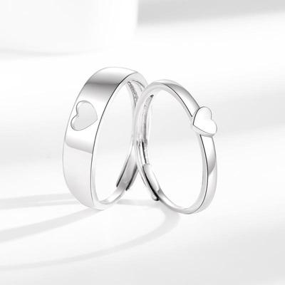 Bague coréenne avec découpe en forme de cœur: Bagues de couple fraîches et mignonnes pour la demande en mariage et les fiançailles